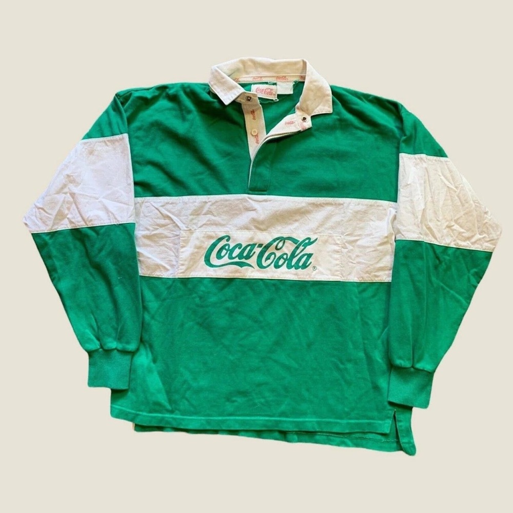 Vintage Green Coca Cola Rugby Polo 🥤